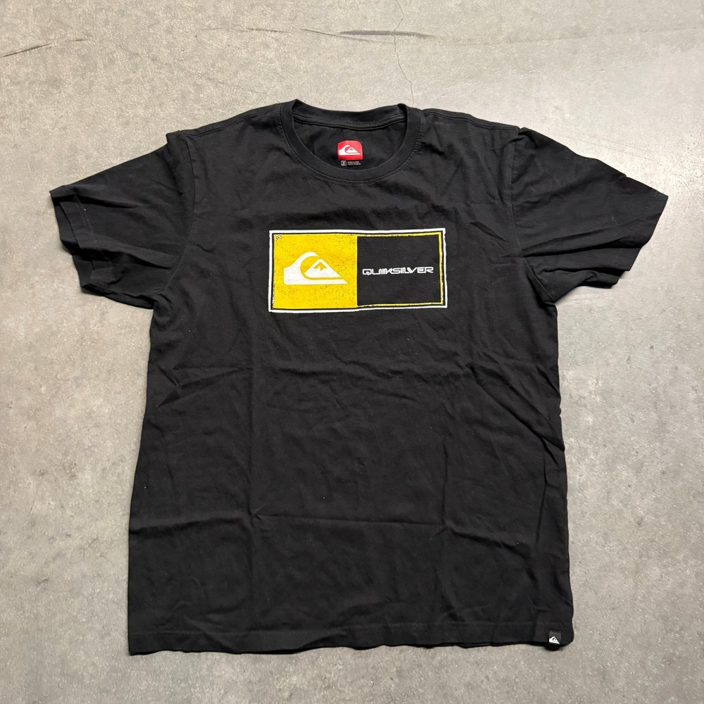 Quiksilver Mens Black Graphic Logo T-Shirt Short Sleeve Crew Neck Size M